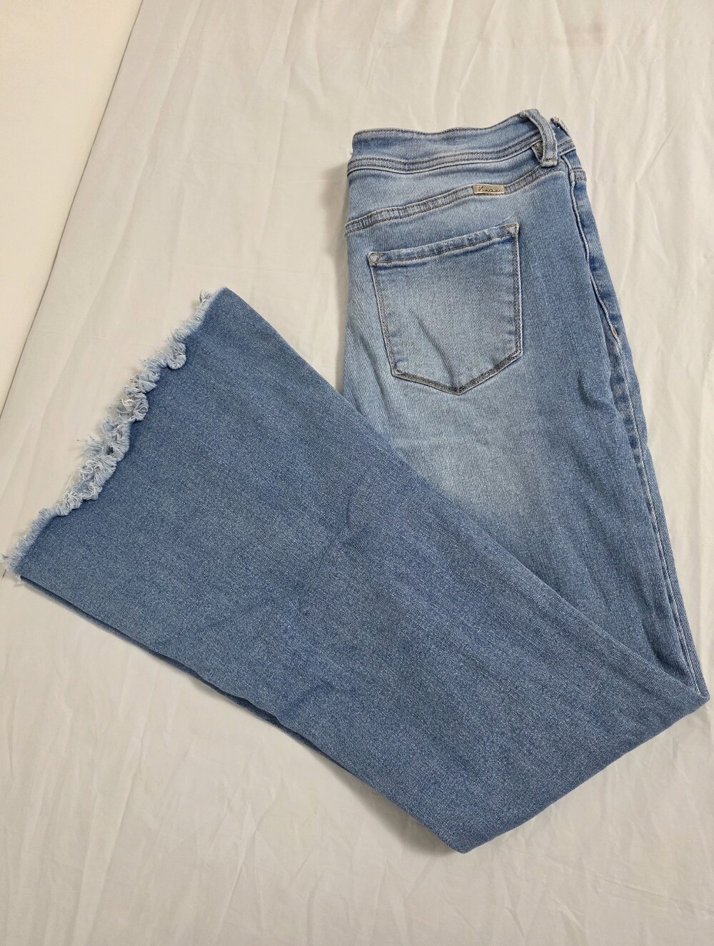 Kancan Light Blue Frayed Bell Bottom Jeans